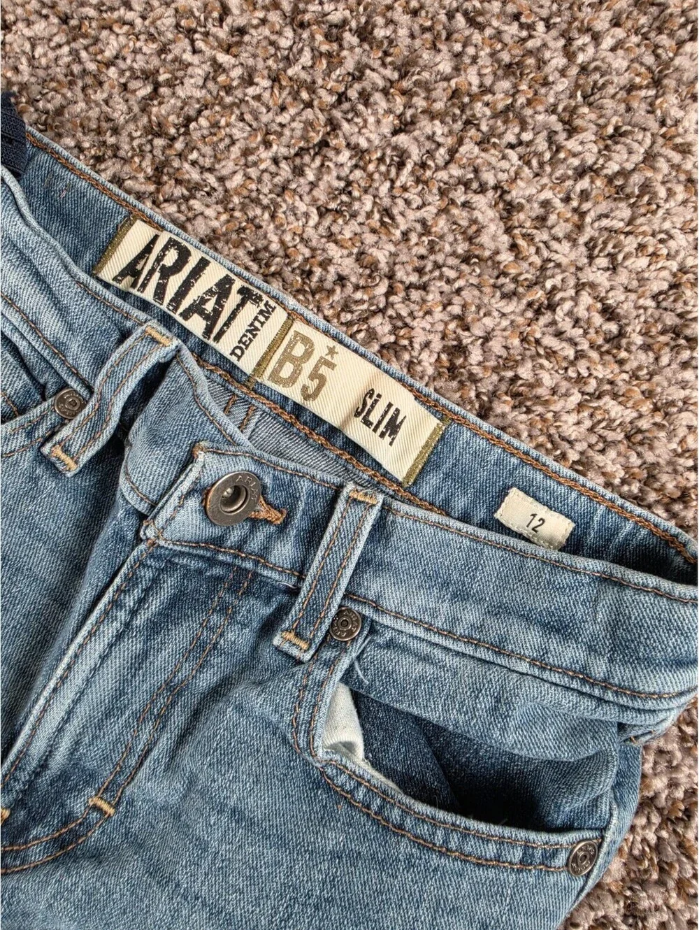 Ariat Boys Sz 12 Slim Leg Bootcut Blue Jeans Adjustable Waist Western
